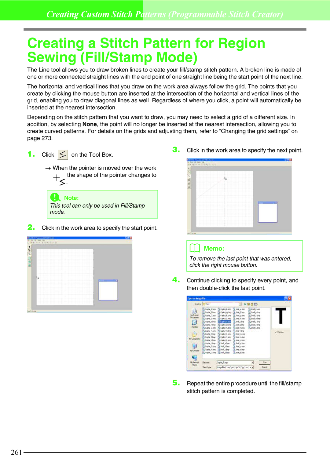 Brother PE-DESIGN V7 instruction manual Creating a Stitch Pattern for Region Sewing Fill/Stamp Mode 