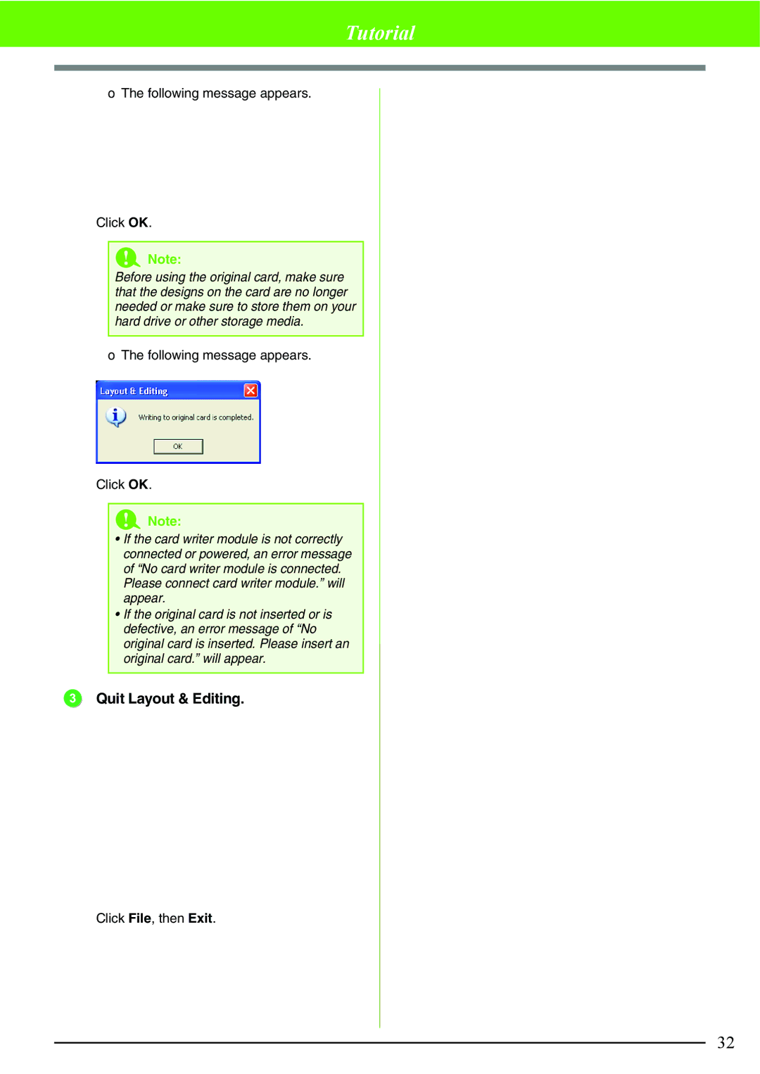 Brother PE-DESIGN V7 instruction manual Quit Layout & Editing 