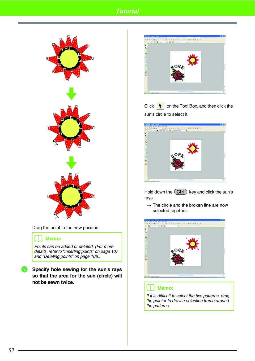 Brother PE-DESIGN V7 instruction manual Drag the point to the new position 