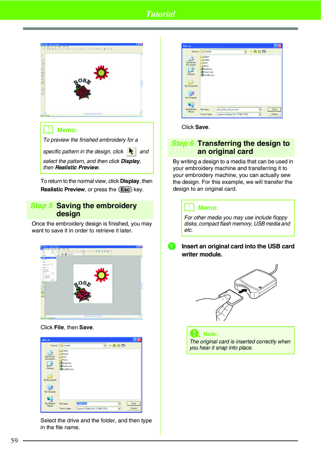 Brother PE-DESIGN V7 instruction manual Saving the embroidery design 