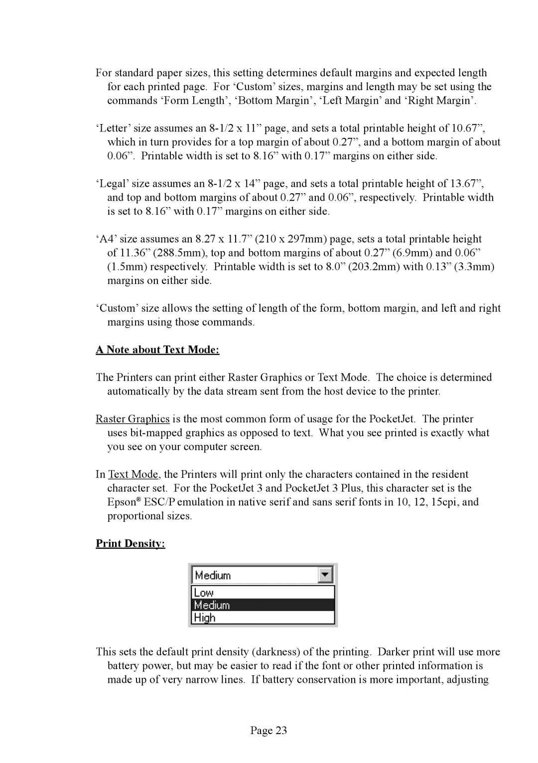 Brother PJ-522 manual Print Density 