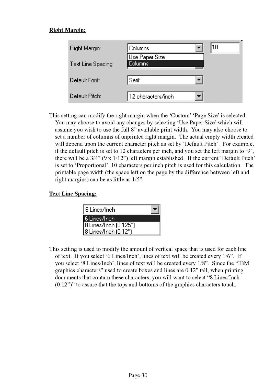 Brother PJ-522 manual Right Margin, Text Line Spacing 