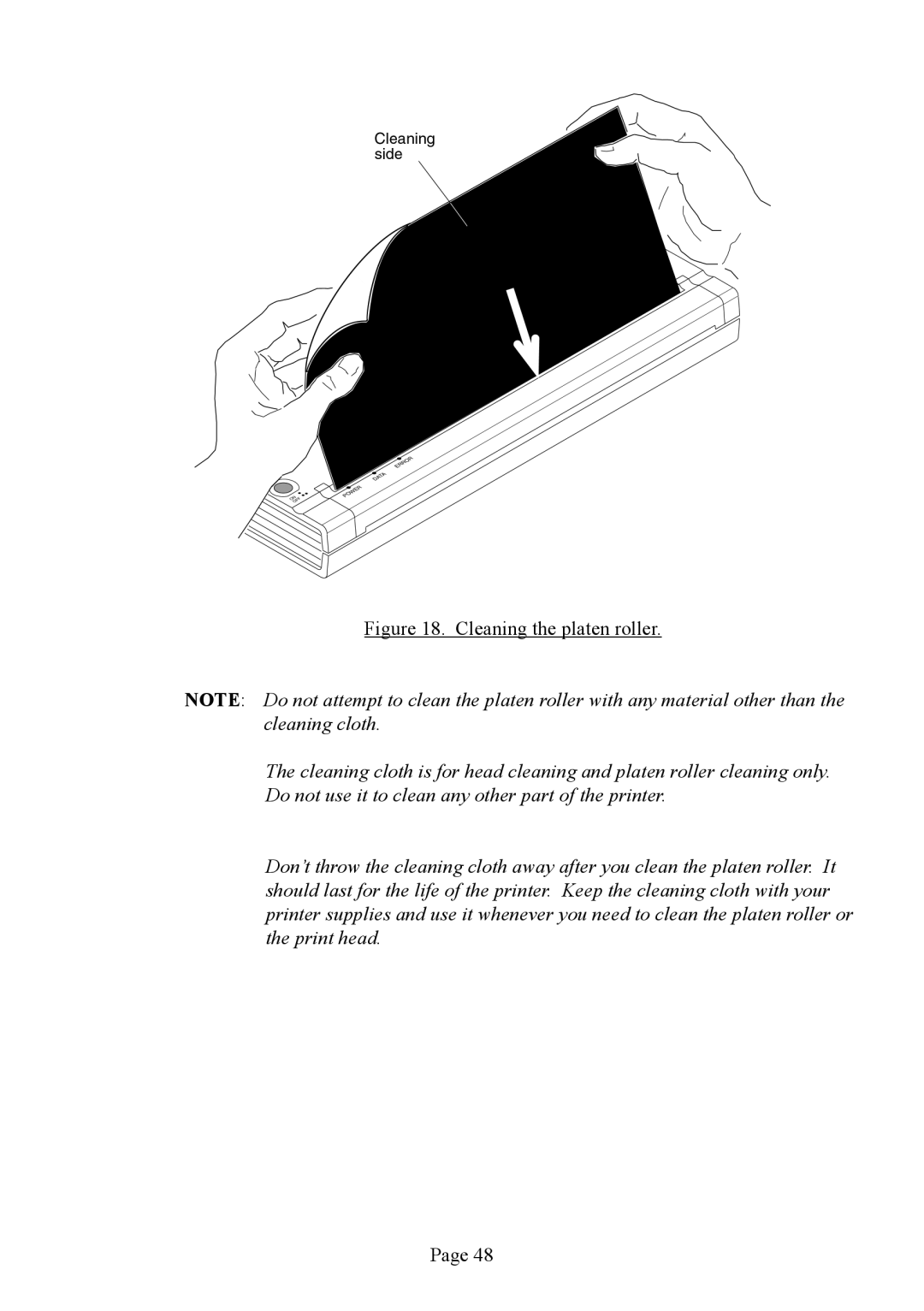 Brother PJ-522 manual Cleaning the platen roller 