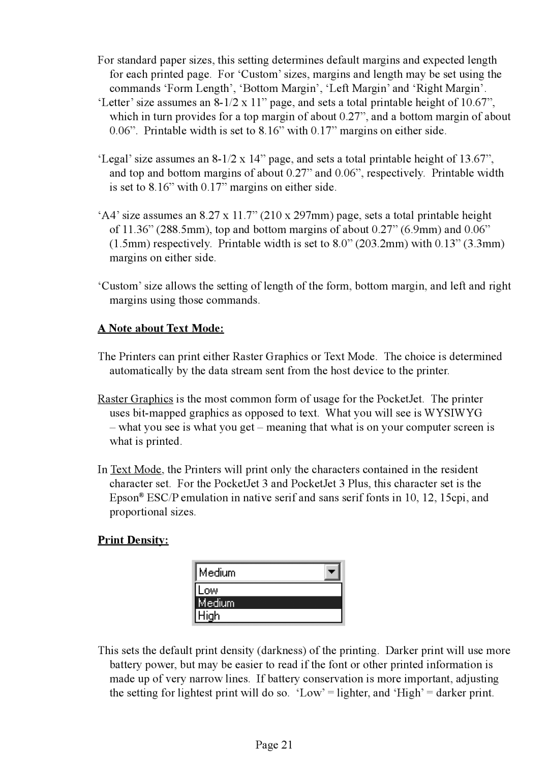 Brother PJ-523, PJ-563, PJ-562 manual Print Density 