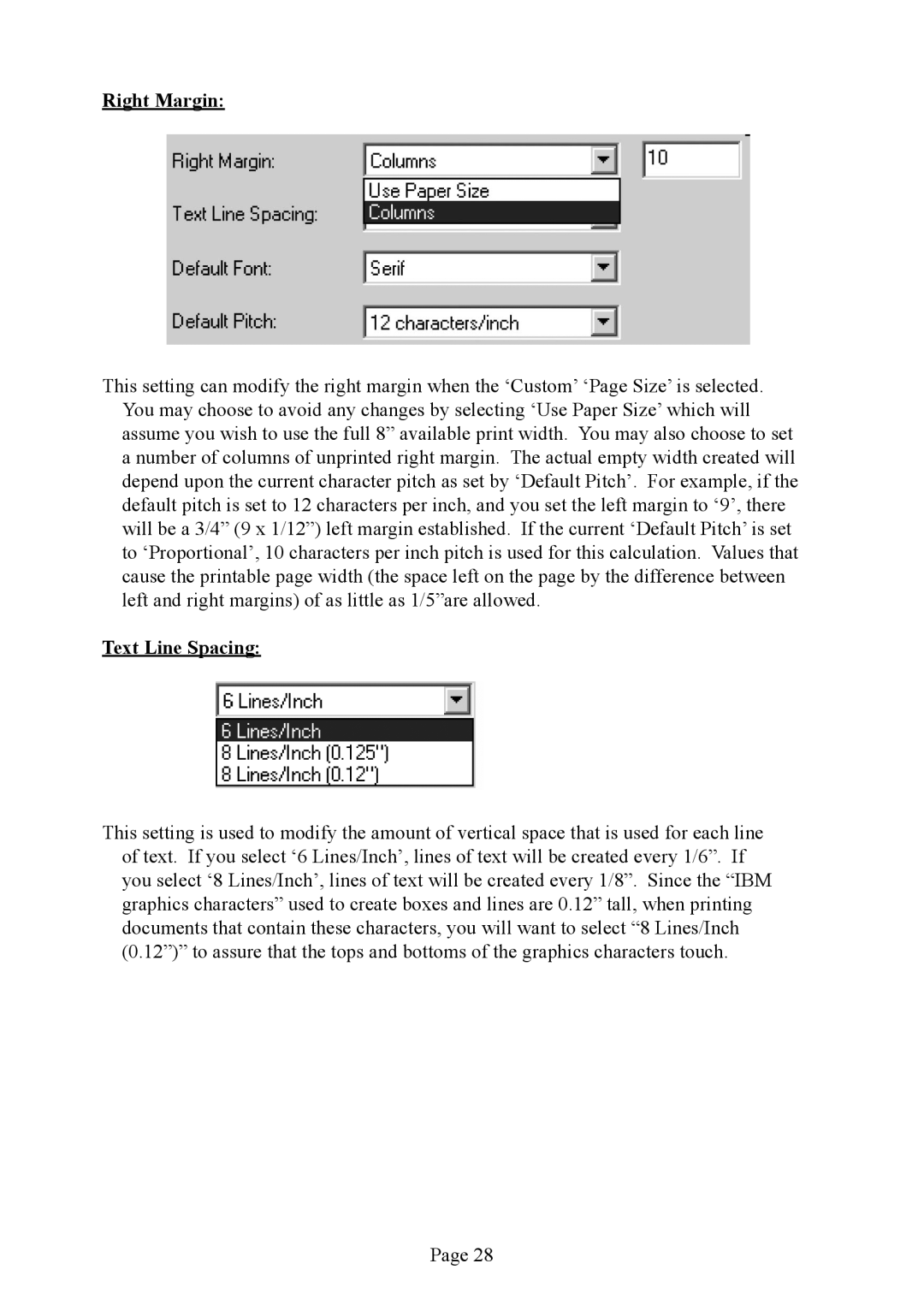 Brother PJ-562, PJ-563, PJ-523 manual Right Margin, Text Line Spacing 