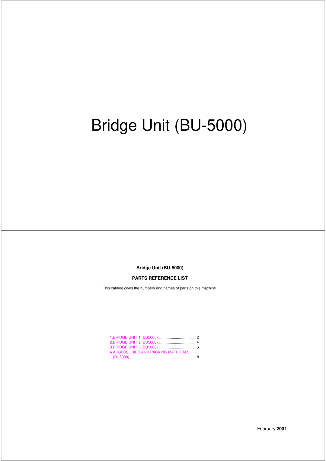 Brother PL-PRN015 manual Bridge Unit BU-5000 