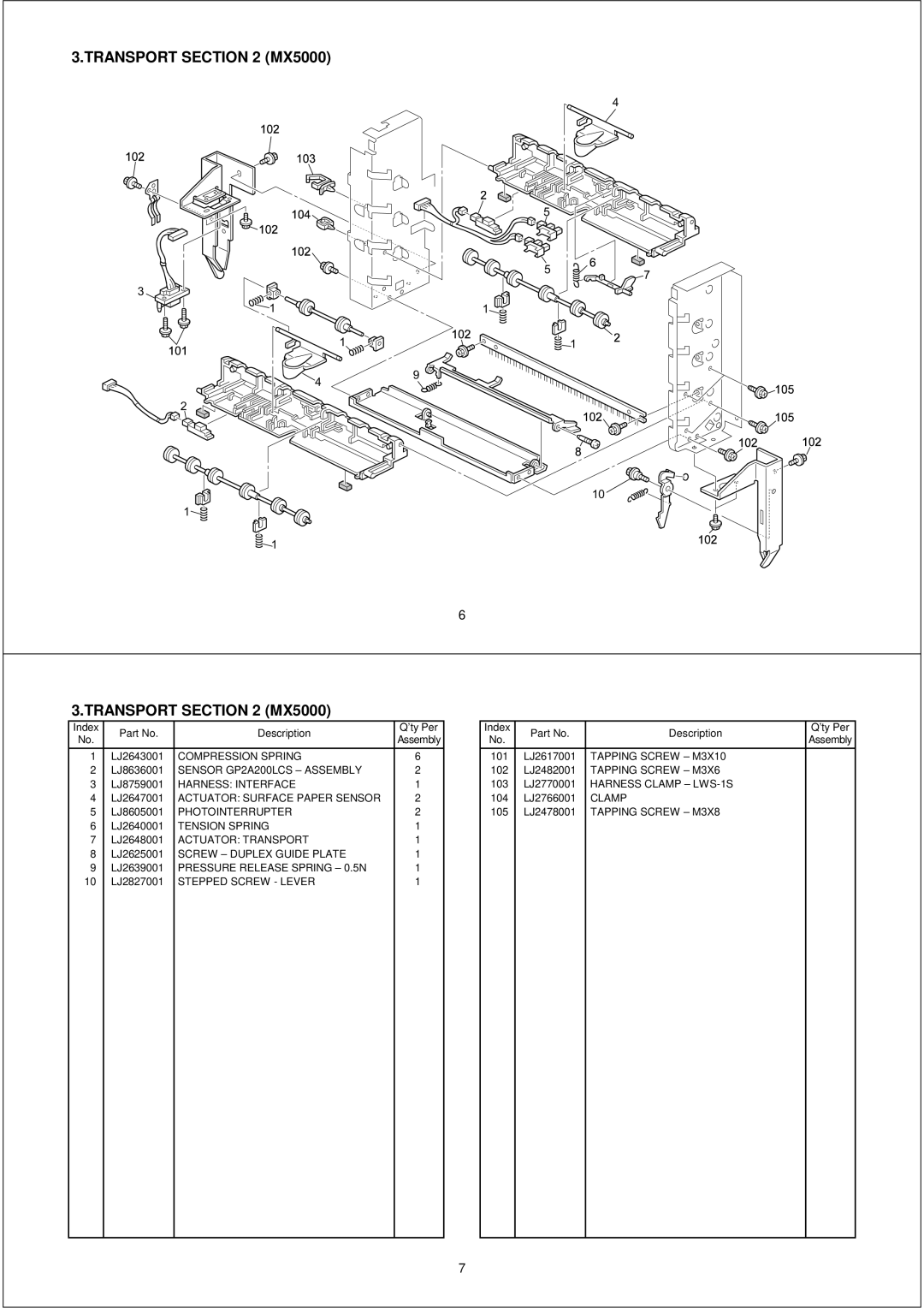 Brother PL-PRN015 Harness Interface, Tension Spring, Actuator Transport, Screw Duplex Guide Plate, Stepped Screw Lever 