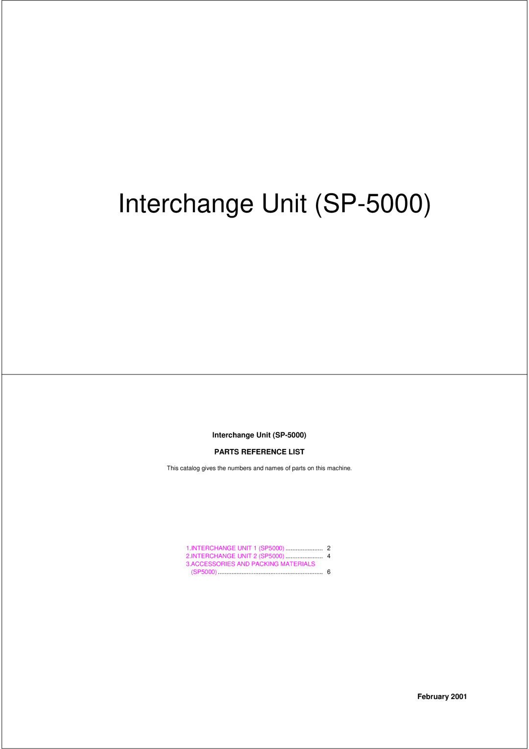 Brother PL-PRN015 manual Interchange Unit SP-5000 