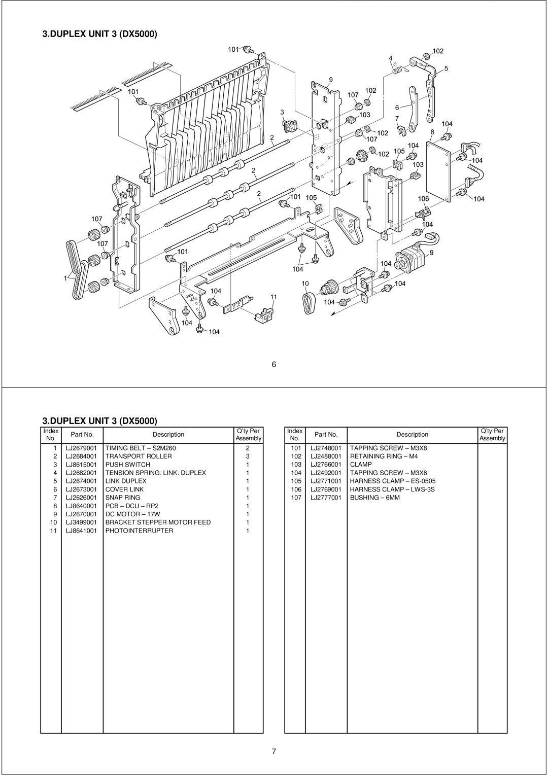 Brother PL-PRN015 manual Duplex Unit 3 DX5000 