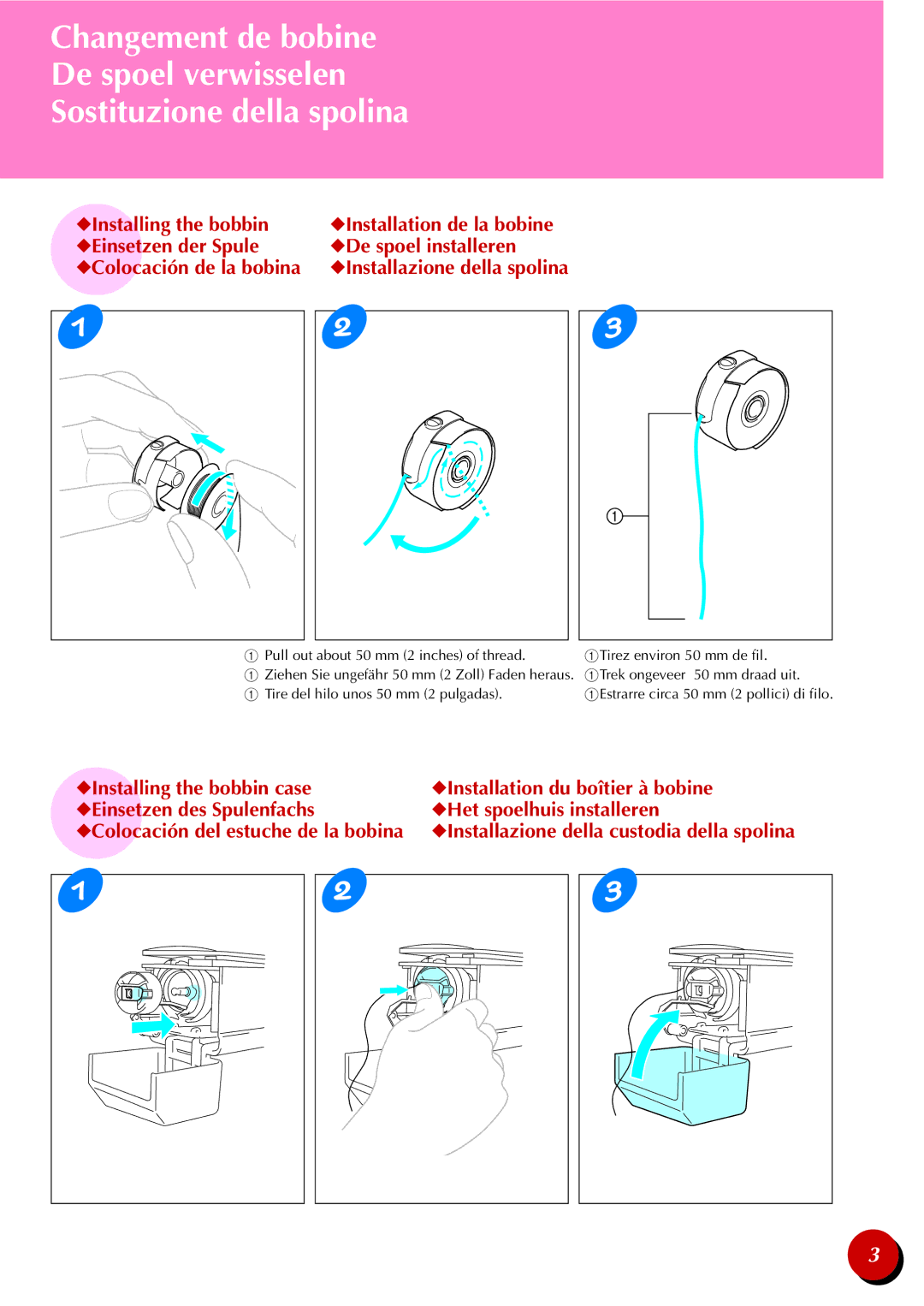 Brother PR-600 manual Installing the bobbin case 