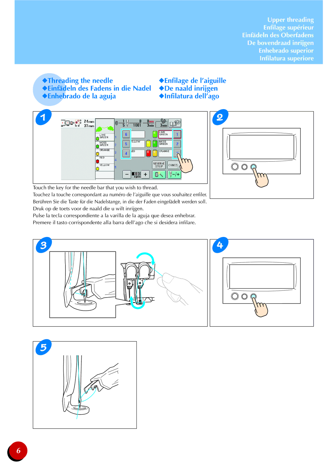 Brother PR-600 manual Threading the needle 