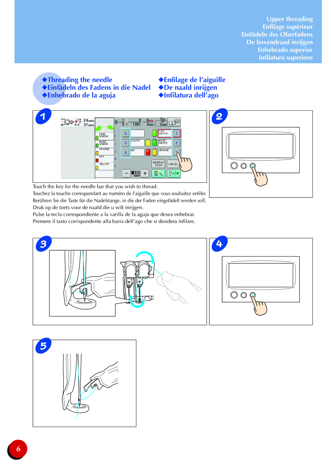 Brother PR-600II manual Threading the needle 