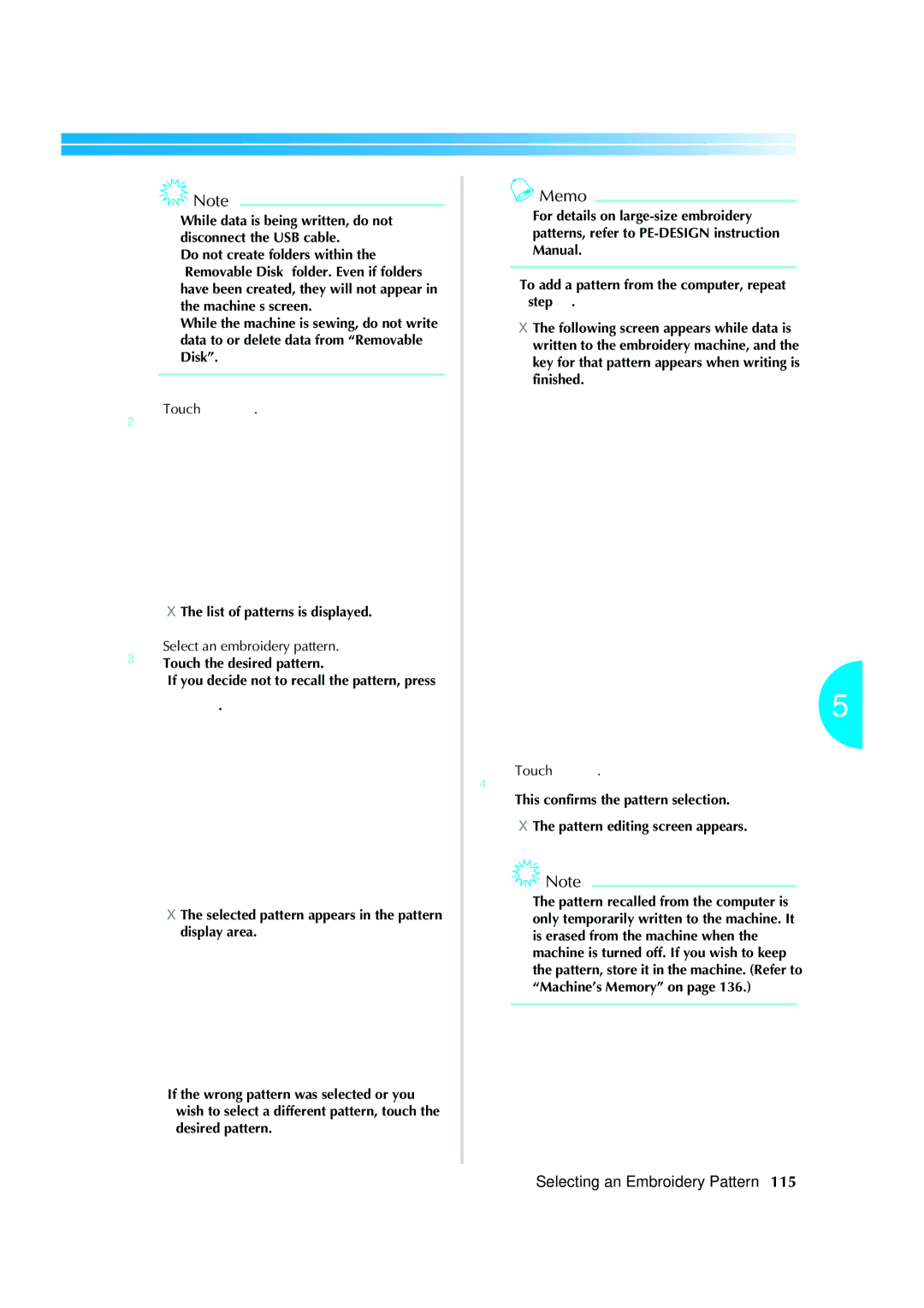 Brother PR-620 operation manual List of patterns is displayed, 3Select an embroidery pattern. Touch the desired pattern 