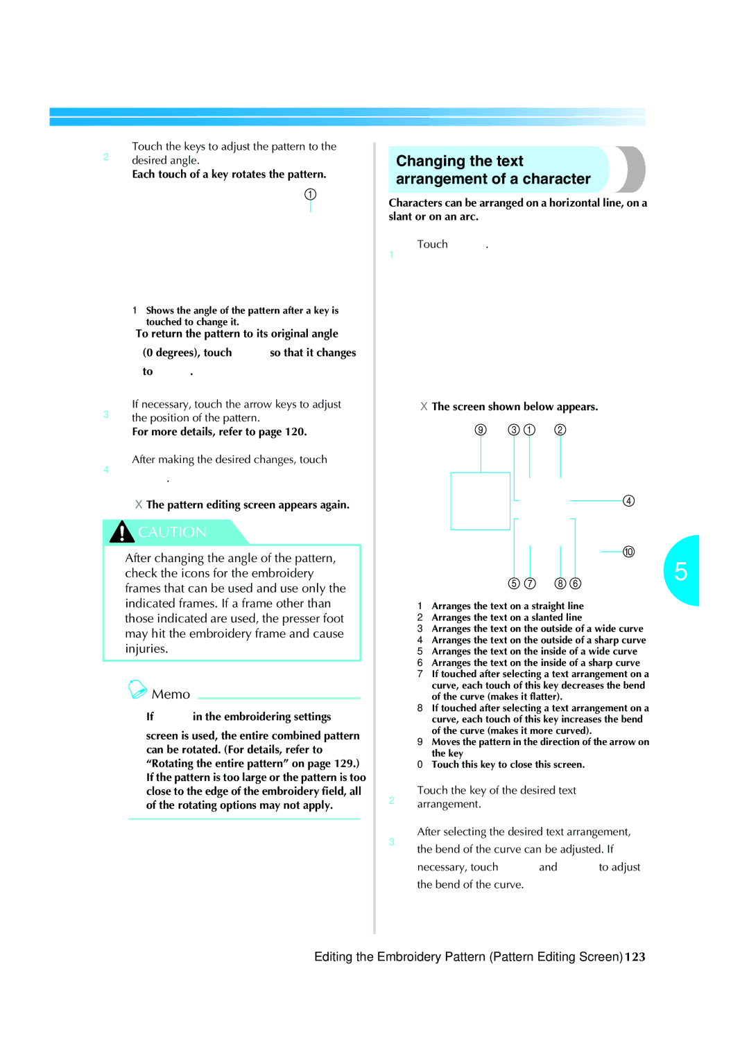 Brother PR-620 operation manual Changing the text arrangement of a character, Screen shown below appears 