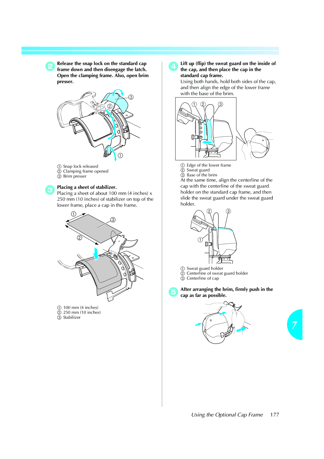 Brother PR-620 operation manual 3Placing a sheet of stabilizer 