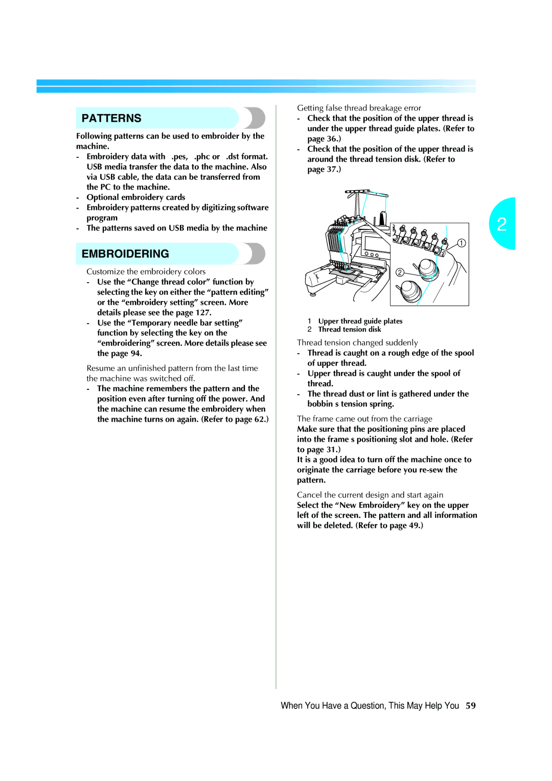 Brother PR-620 operation manual When You Have a Question, This May Help You, Customize the embroidery colors 