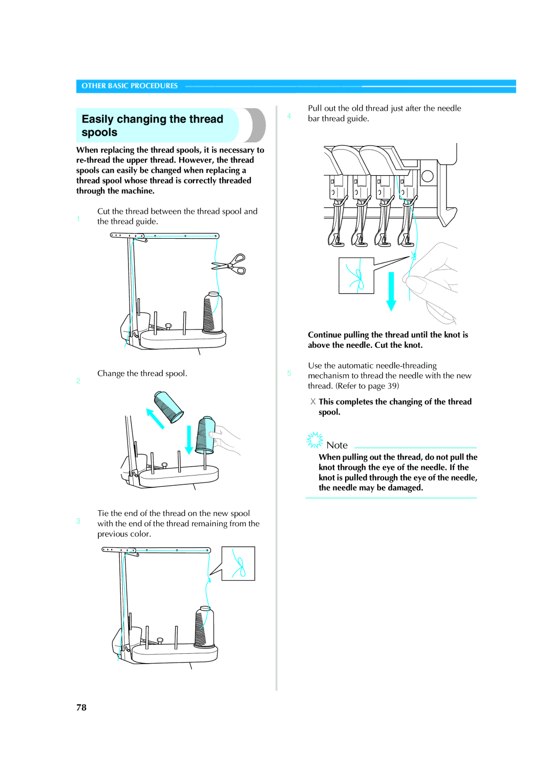 Brother PR-620 operation manual Easily changing the thread spools 