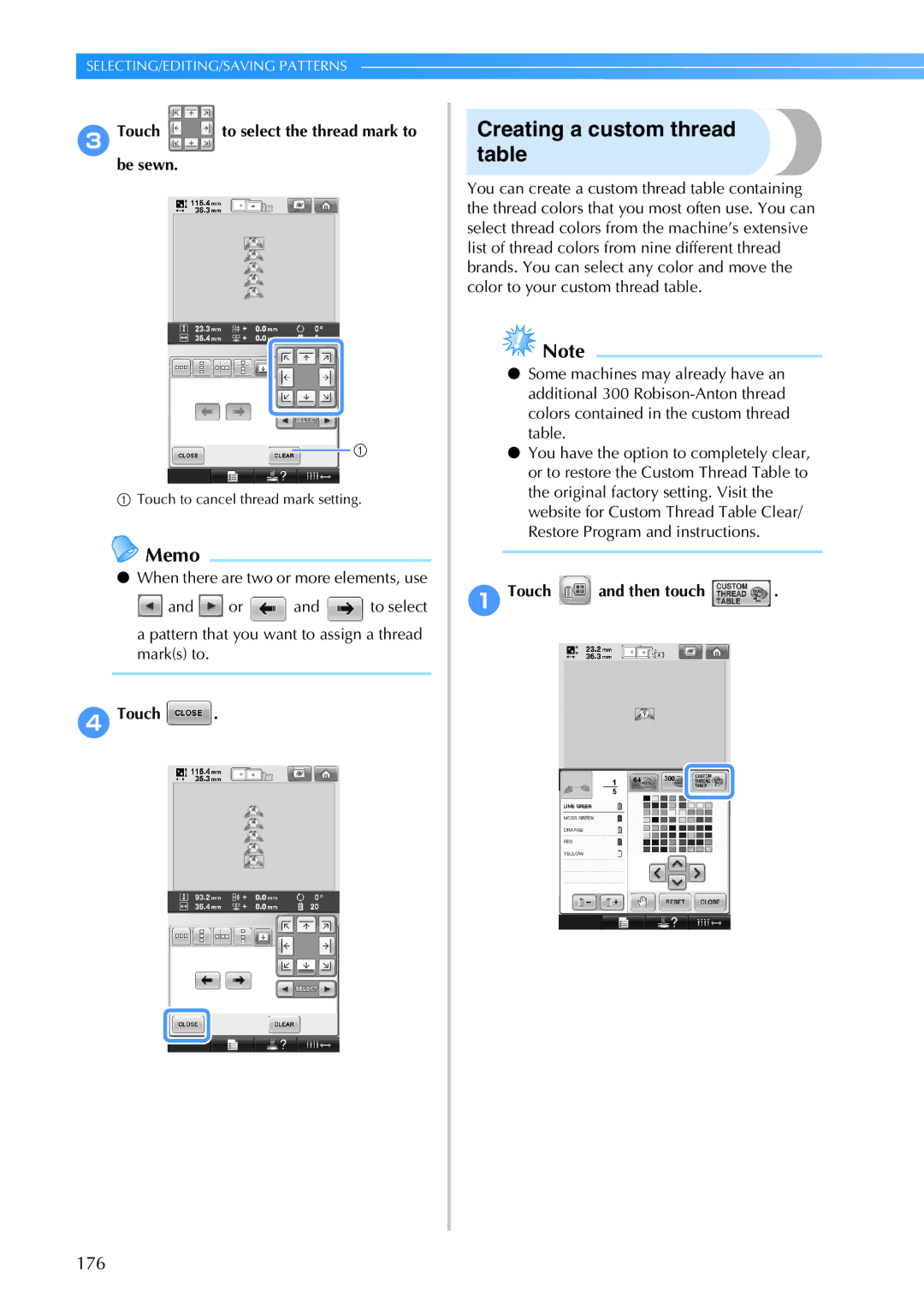 Brother PR-650, 884-T05 operation manual Creating a custom thread table, Be sewn, 1Touch and then touch 
