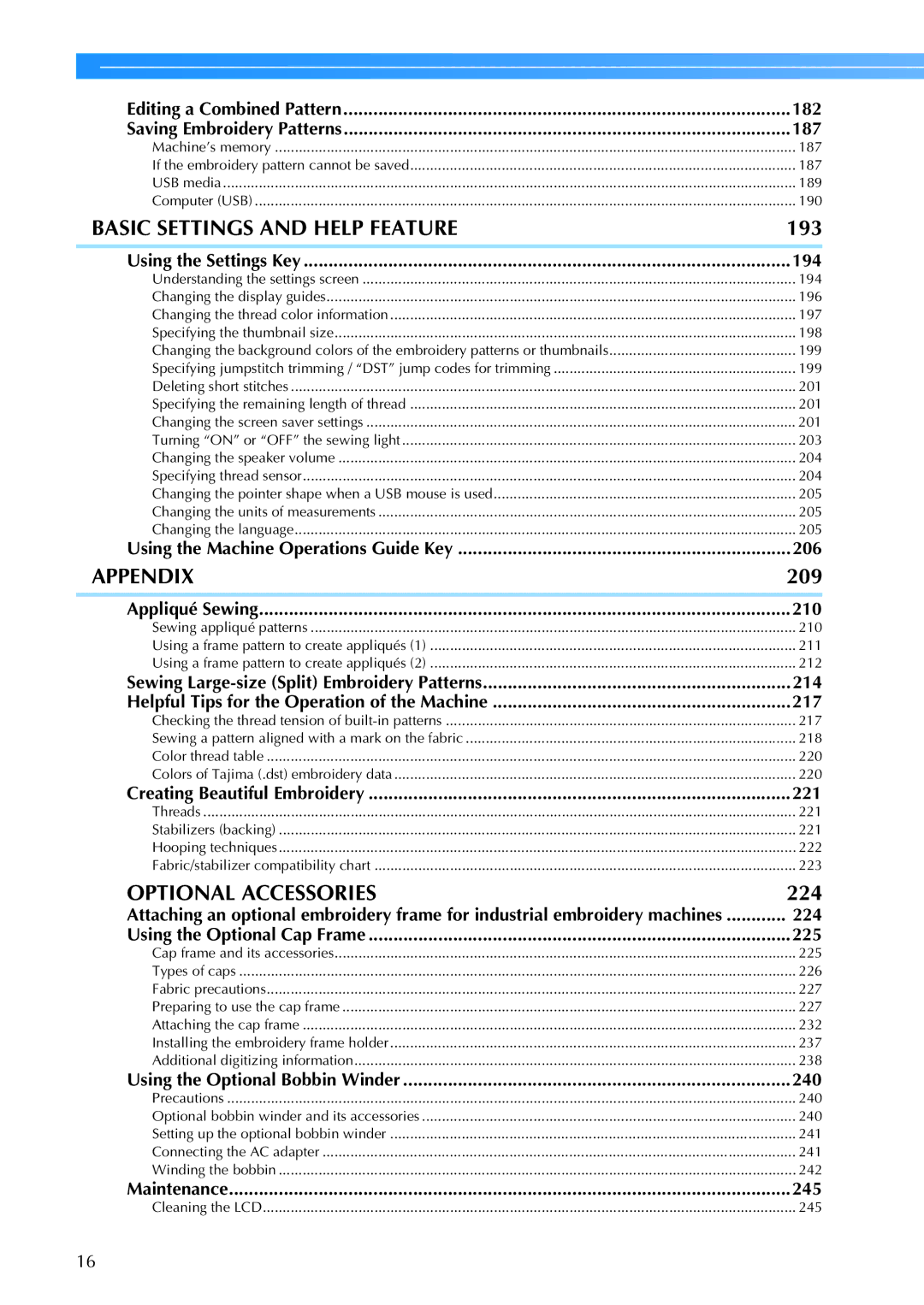 Brother PR-650, 884-T05 Editing a Combined Pattern, Saving Embroidery Patterns, Using the Settings Key, Appliqué Sewing 