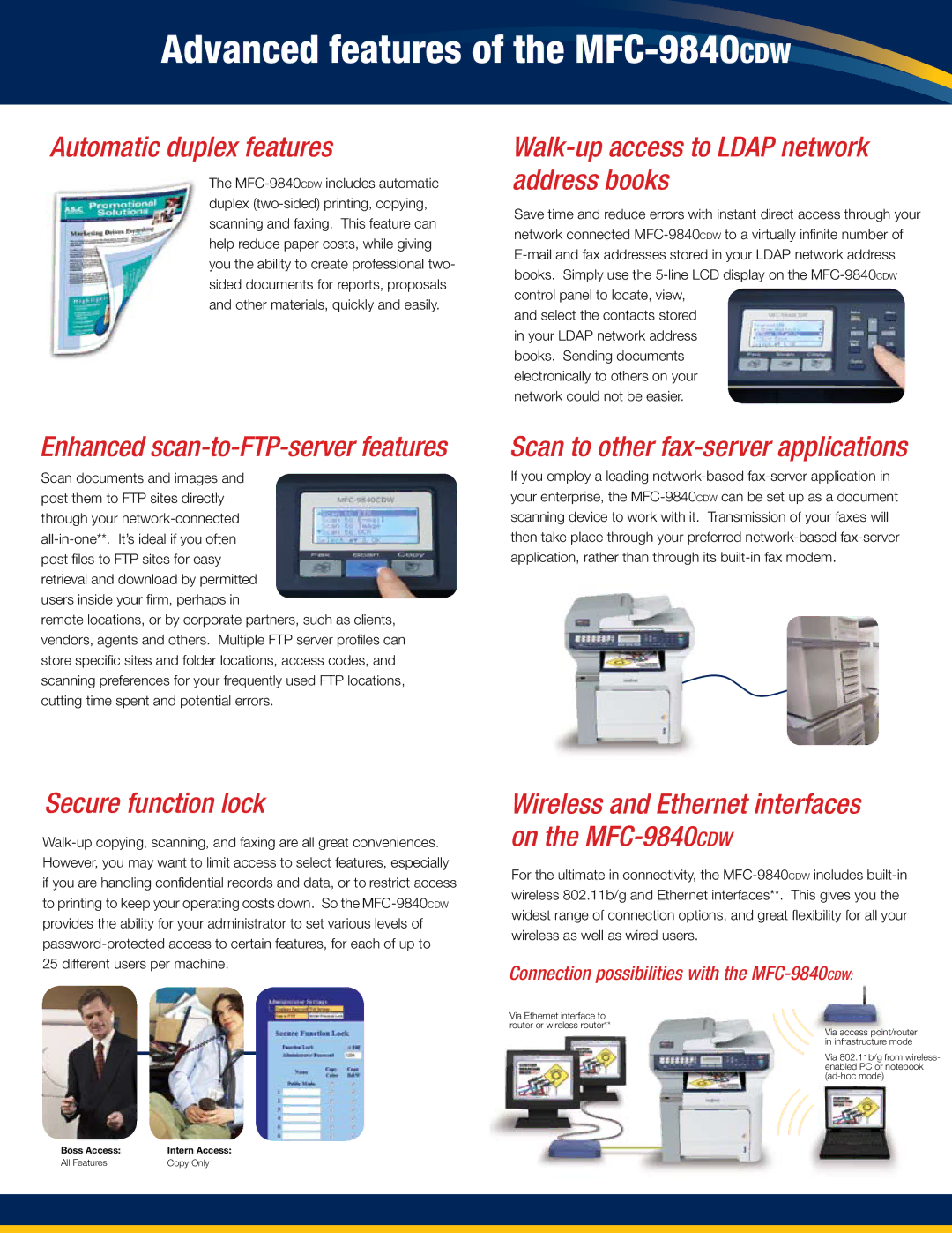 Brother PS9000 manual Advanced features of the MFC-9840cdw, Scan to other fax-server applications 