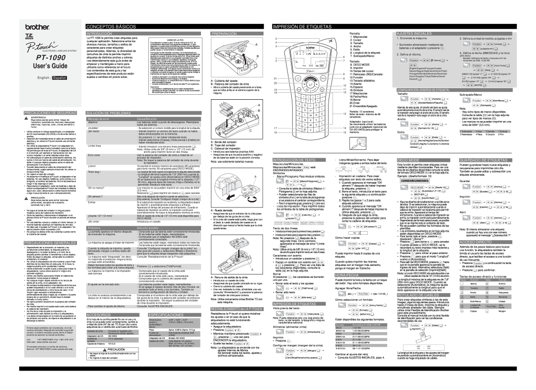Brother PT-1090 manual User’s Guide, Conceptos Básicos, Impresión De Etiquetas 