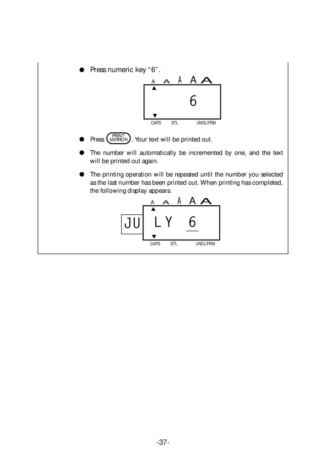 Brother PT-1700 manual Press numeric key 