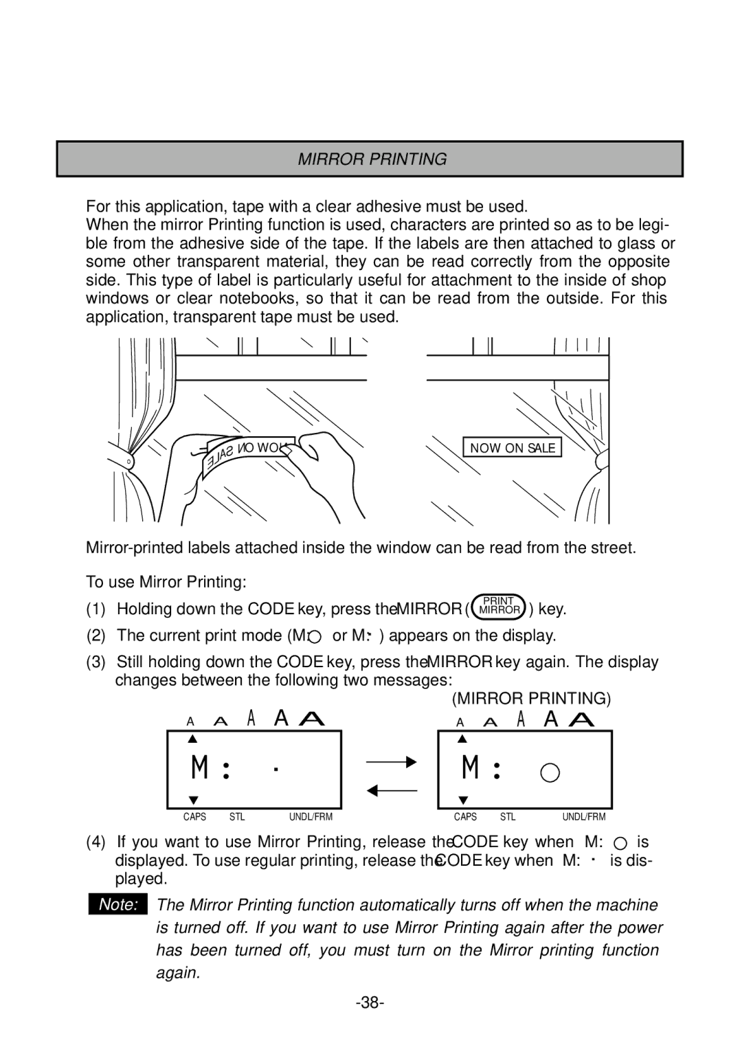 Brother PT-1700 manual To use Mirror Printing 