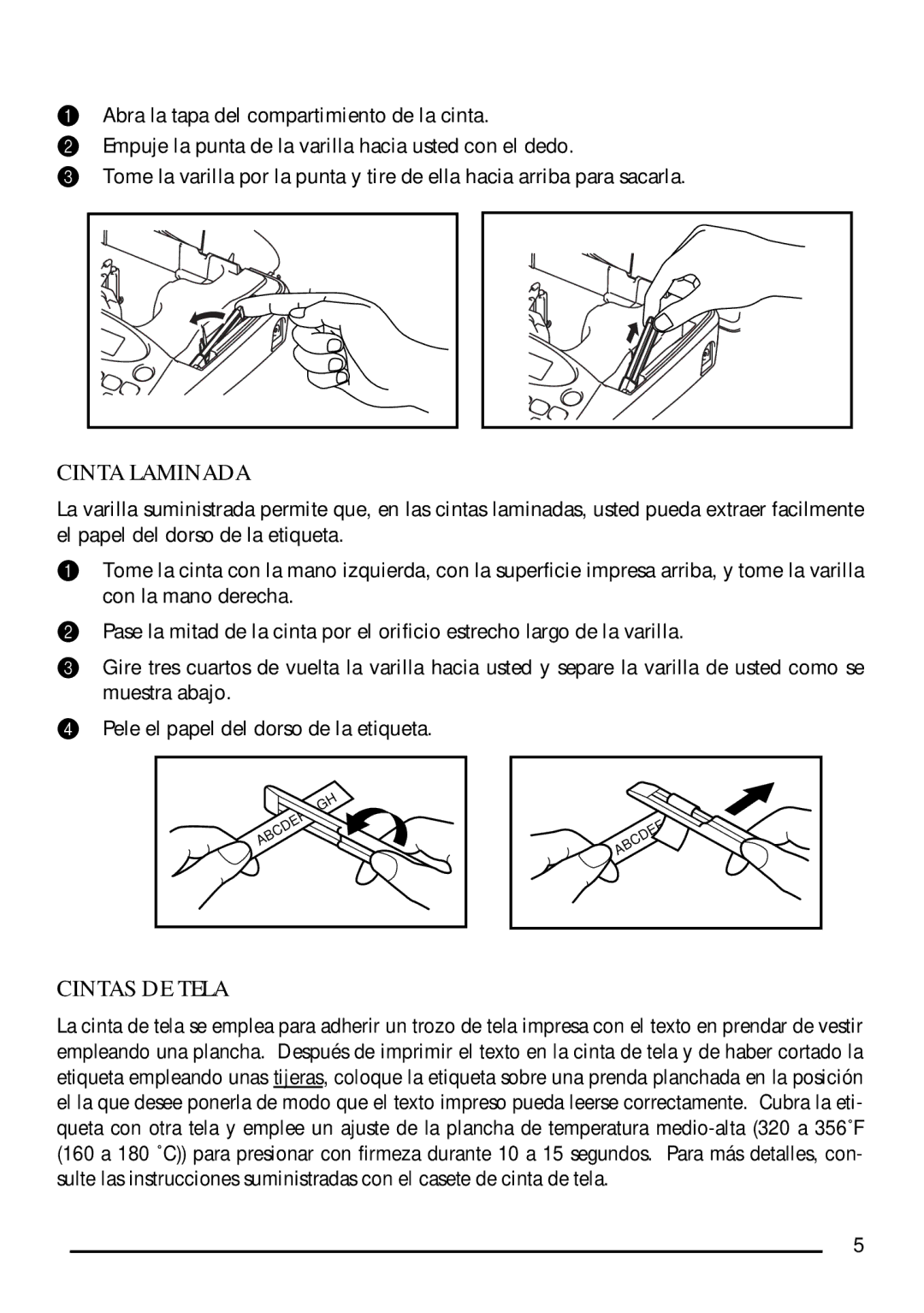 Brother PT-1750 manual Cinta Laminada, Cintas DE Tela 