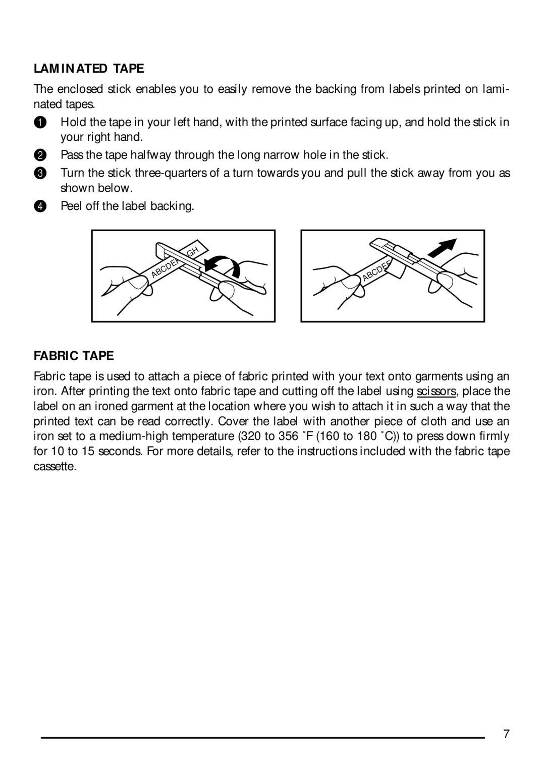 Brother PT-1750 manual Laminated Tape, Fabric Tape 