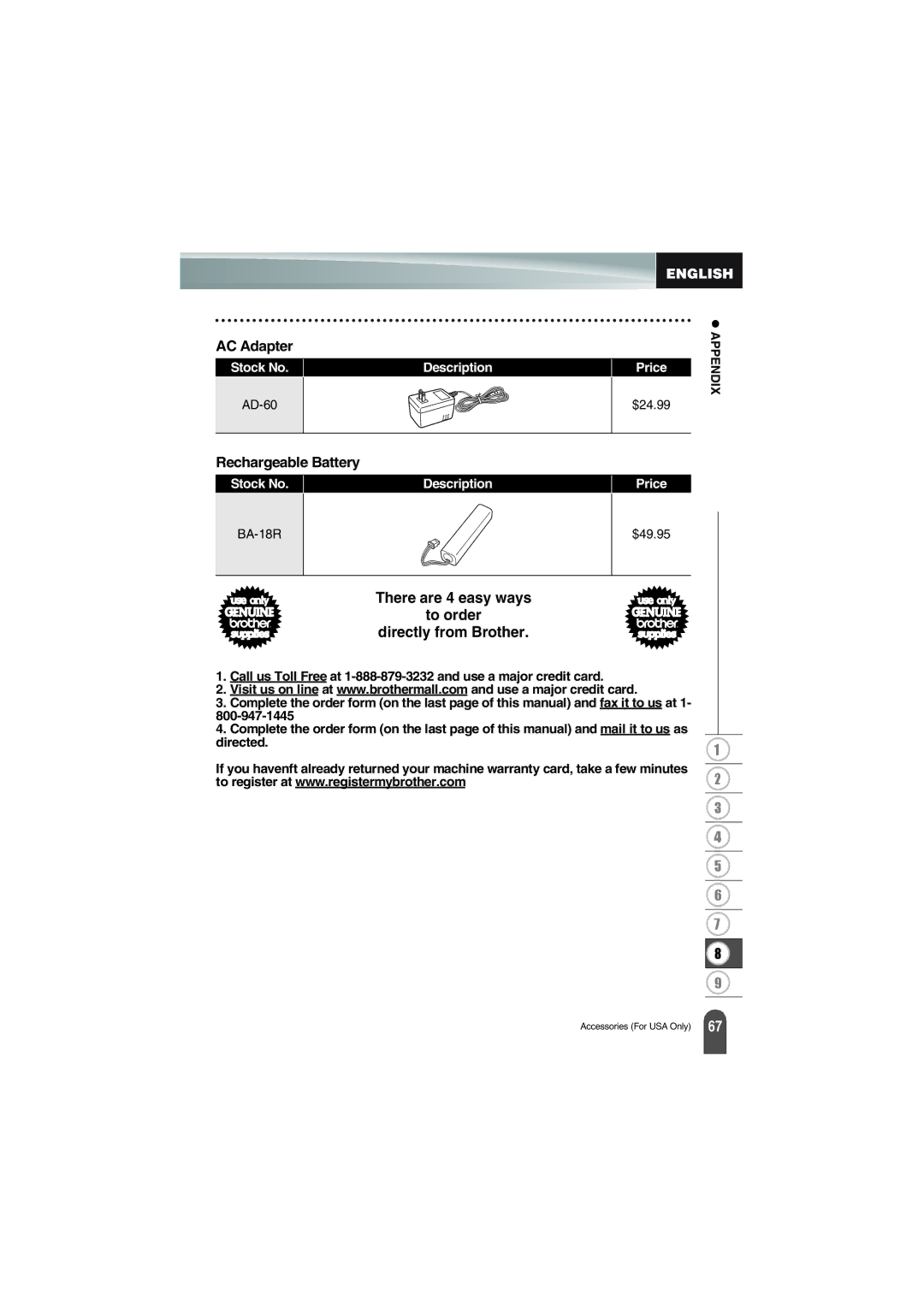 Brother PT-18R manual There are 4 easy ways To order Directly from Brother 