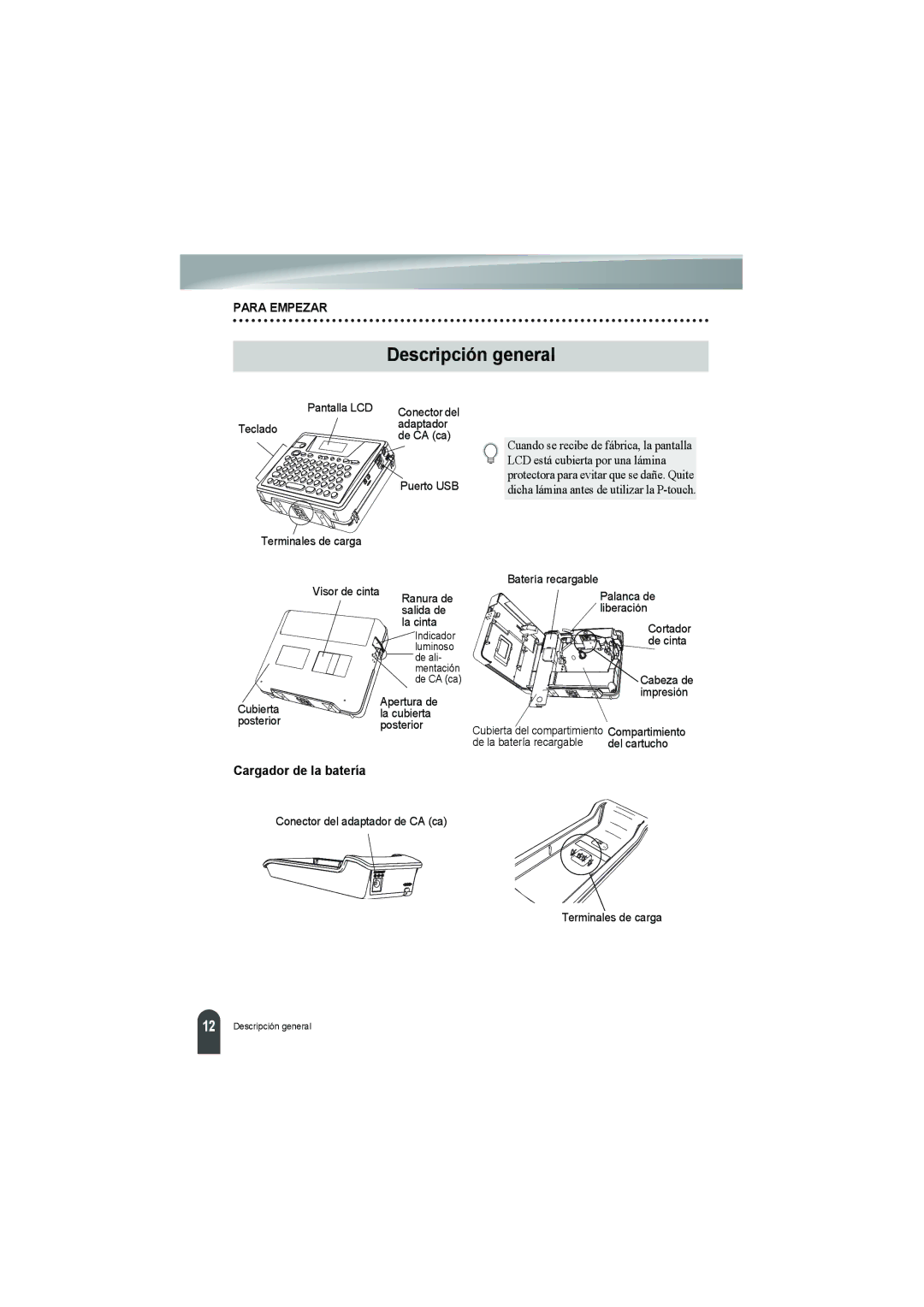 Brother PT-18R manual Descripción general, Teclado Adaptador De CA ca 