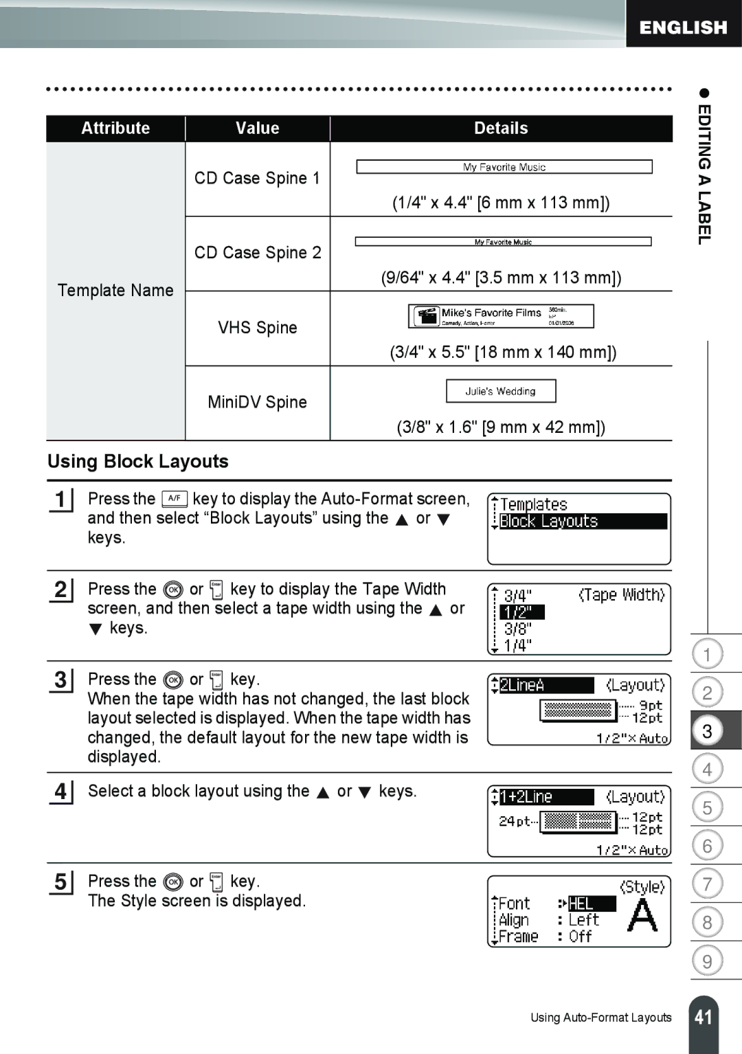 Brother PT-2100, PT-2110 manual Using Block Layouts 