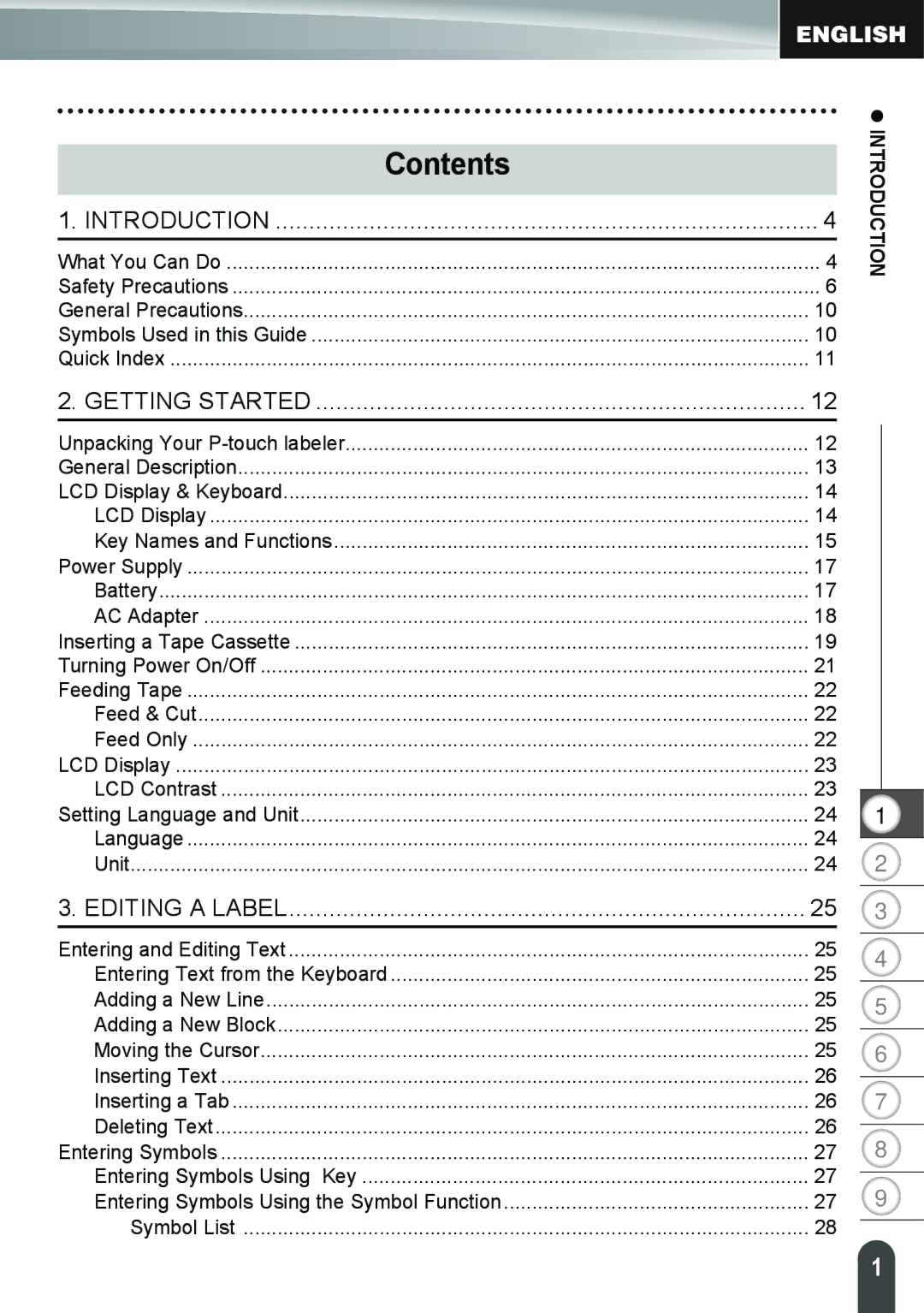 Brother PT-2100, PT-2110 manual Contents 