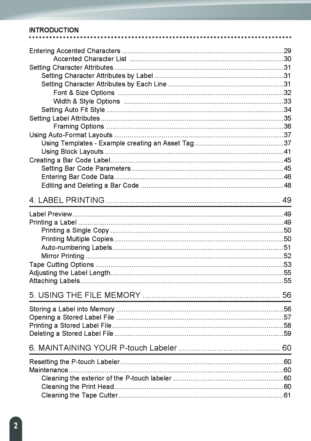 Brother PT-2110, PT-2100 manual Accented Character List, Framing Options 