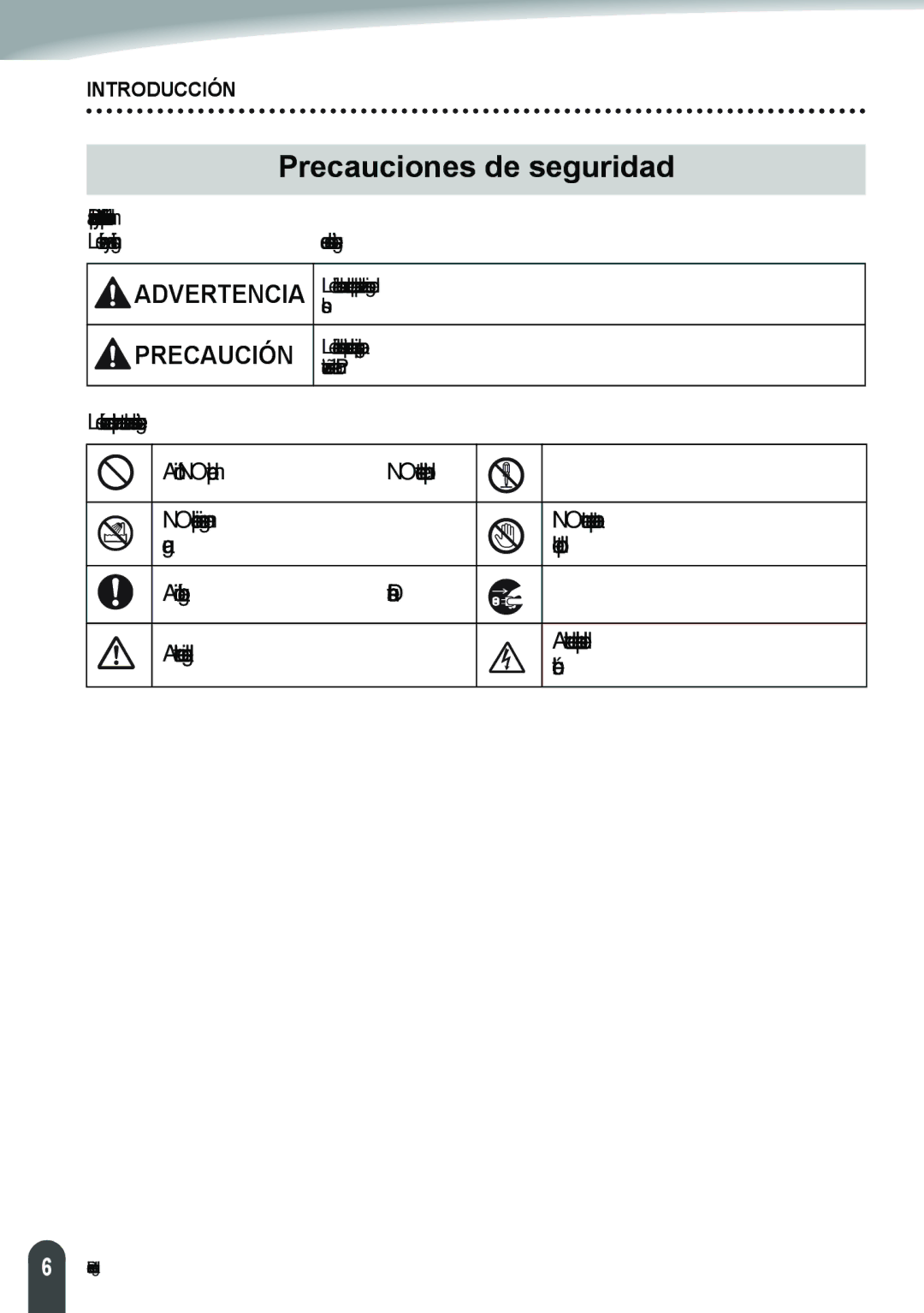 Brother PT-2110, PT-2100 Precauciones de seguridad, Lesiones, Le informa sobre los procedimientos que debe seguir para 