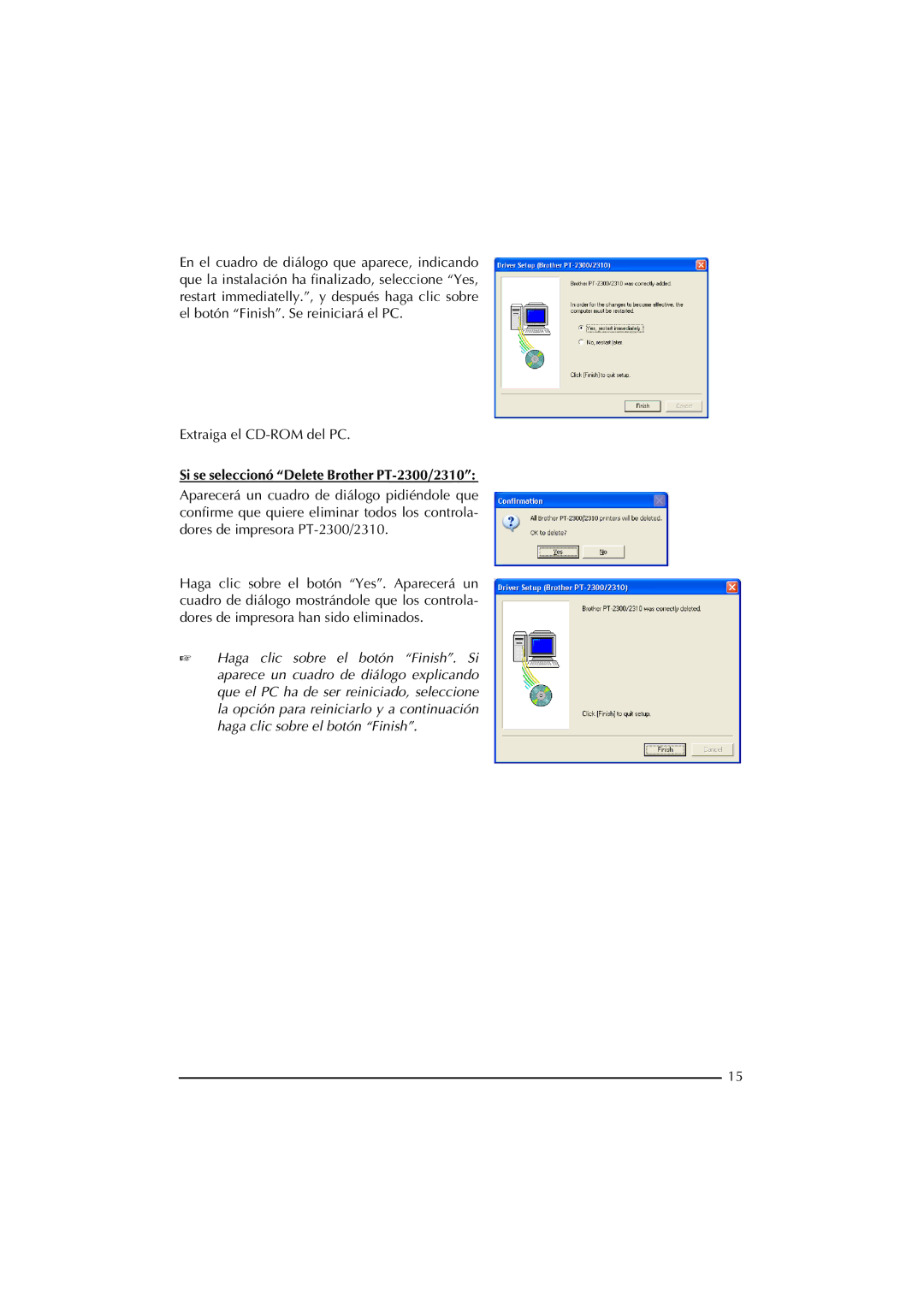 Brother manual Si se seleccionó Delete Brother PT-2300/2310 