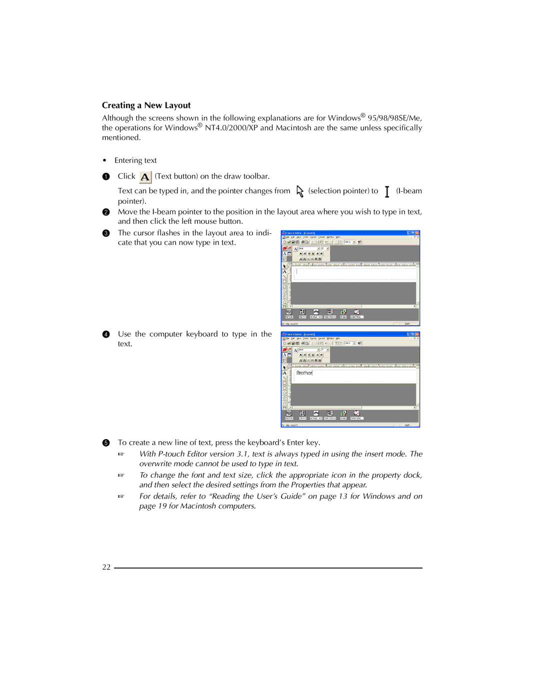 Brother PT-2300 manual Creating a New Layout 