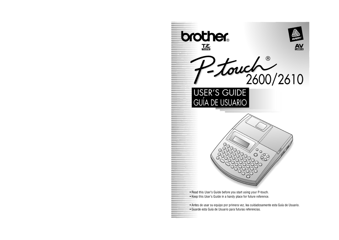 Brother PT-2600 manual 2600/2610 