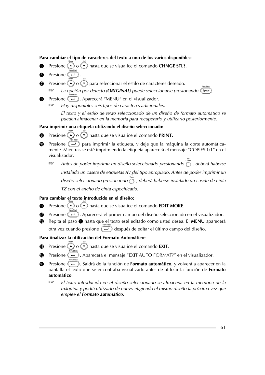 Brother PT-2600 manual Presione . Aparecerá Menu en el visualizador, Para cambiar el texto introducido en el diseño 