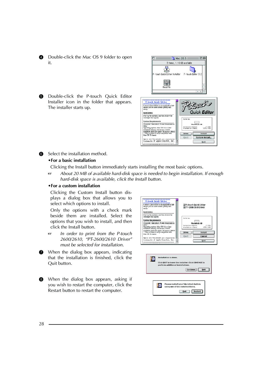 Brother PT-2600 manual For a basic installation 