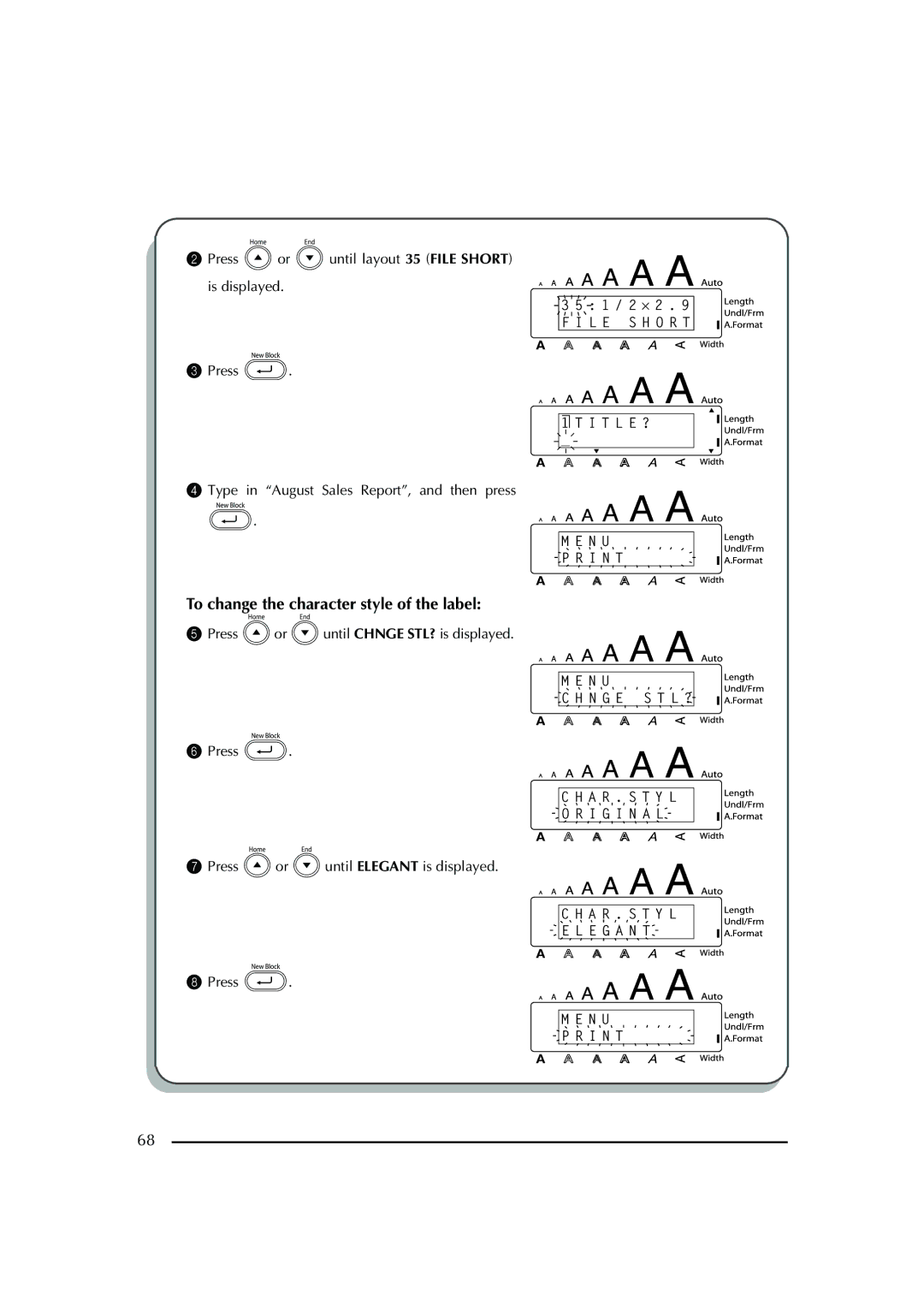 Brother PT-2600 manual To change the character style of the label 