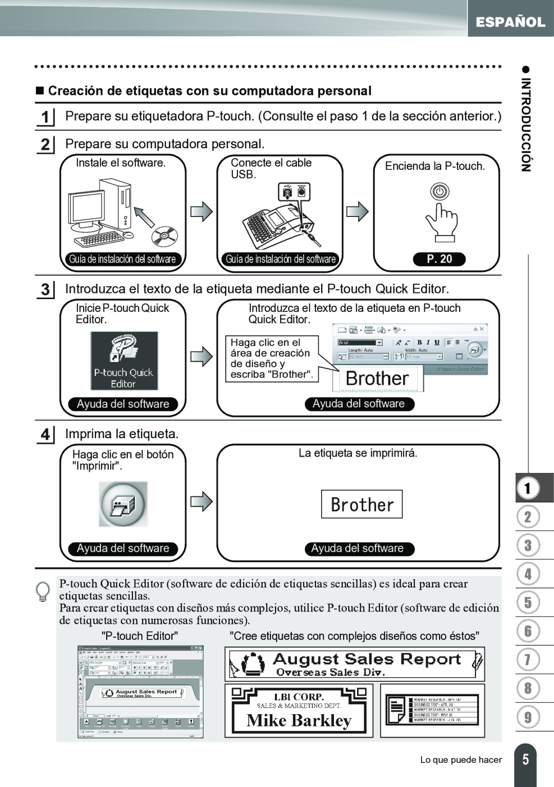 Brother PT-2700 manual „ Creación de etiquetas con su computadora personal 