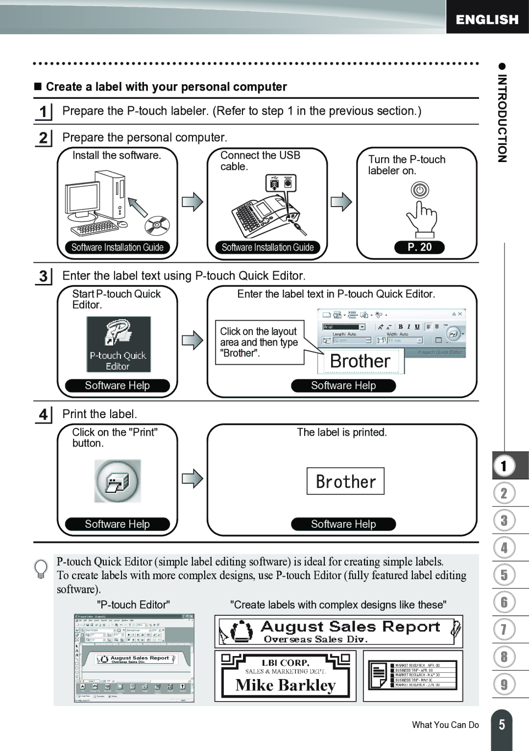 Brother PT-2700 manual „ Create a label with your personal computer, Enter the label text using P-touch Quick Editor 