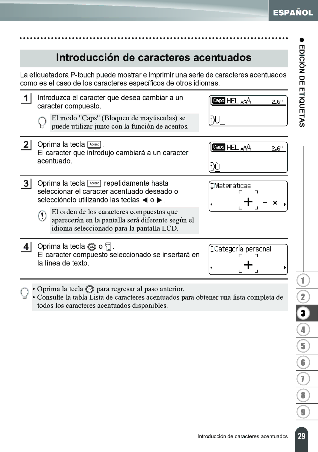 Brother PT-2700 manual Introducción de caracteres acentuados, La línea de texto 