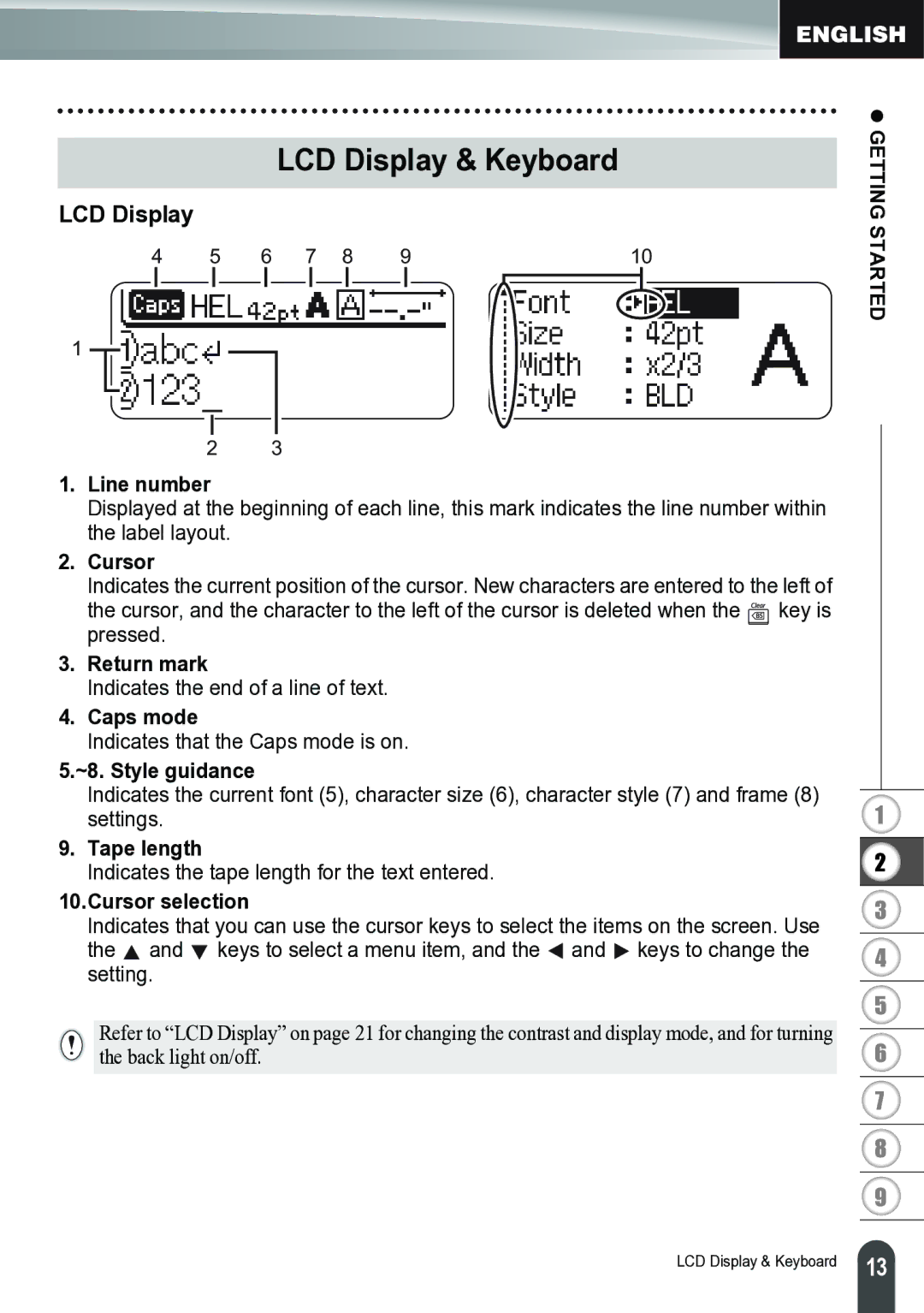 Brother PT-2700 manual LCD Display & Keyboard 