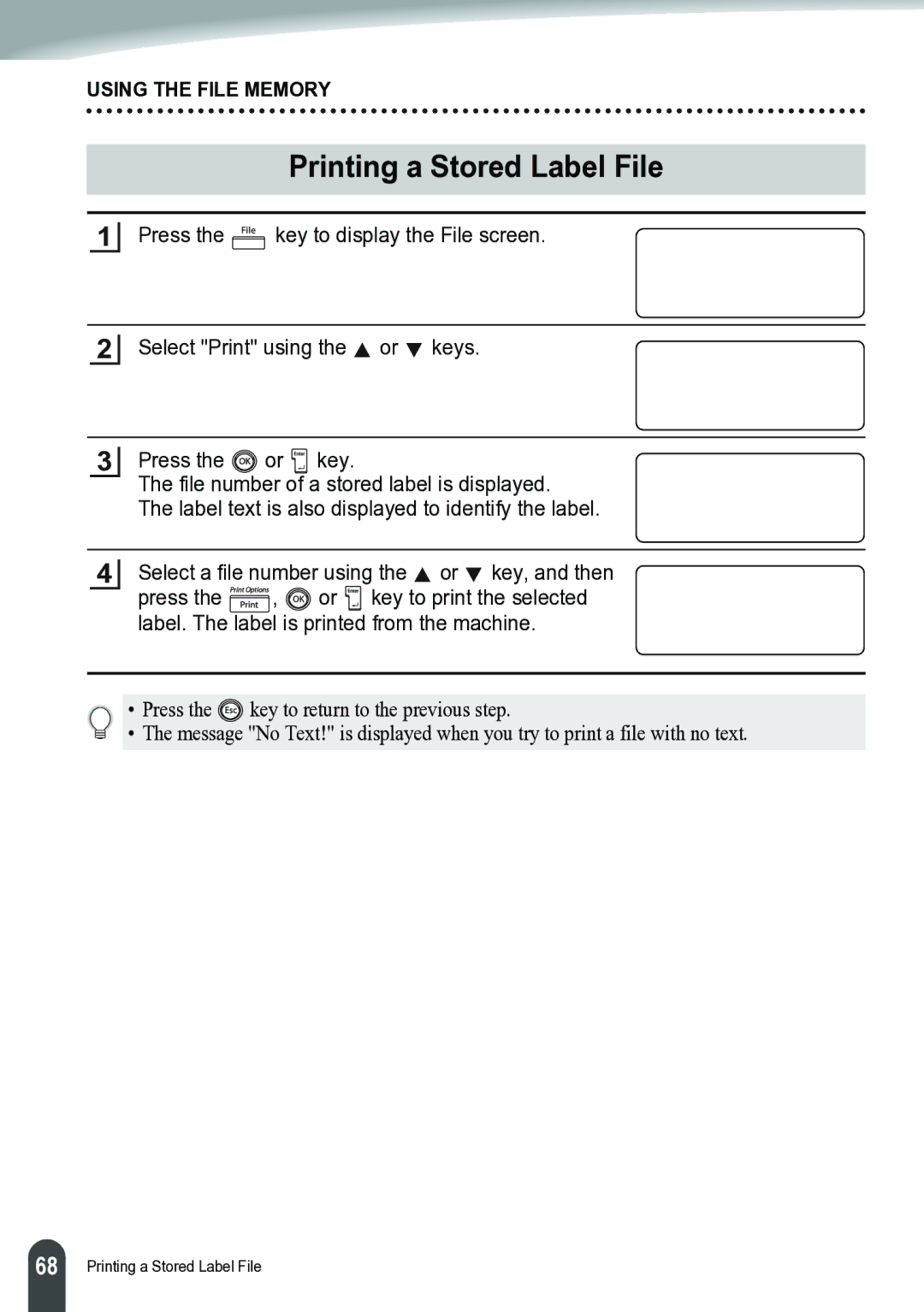 Brother PT-2700 manual Printing a Stored Label File 