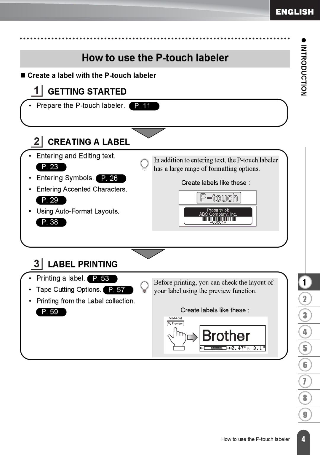 Brother PT2730VP How to use the P-touch labeler, „ Create a label with the P-touch labeler, Prepare the P-touch labeler. P 