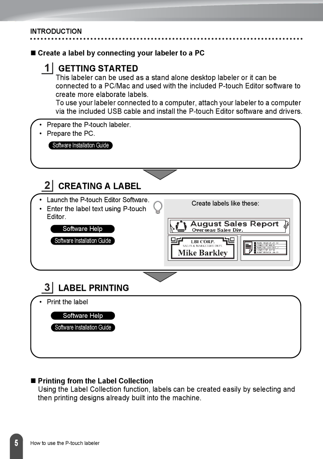 Brother PT-2730, PT2730VP „ Create a label by connecting your labeler to a PC, Prepare the P-touch labeler Prepare the PC 