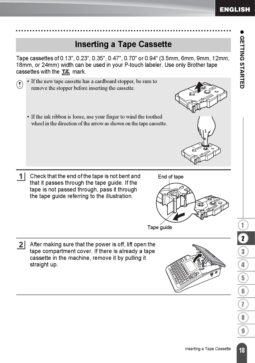 Brother PT2730VP, PT-2730 manual Inserting a Tape Cassette, Cassettes with the mark 