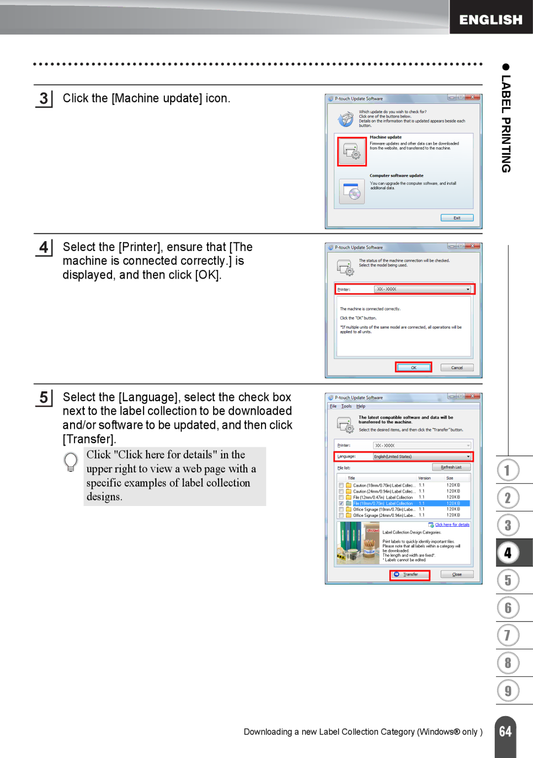 Brother PT2730VP, PT-2730 manual Click the Machine update icon 